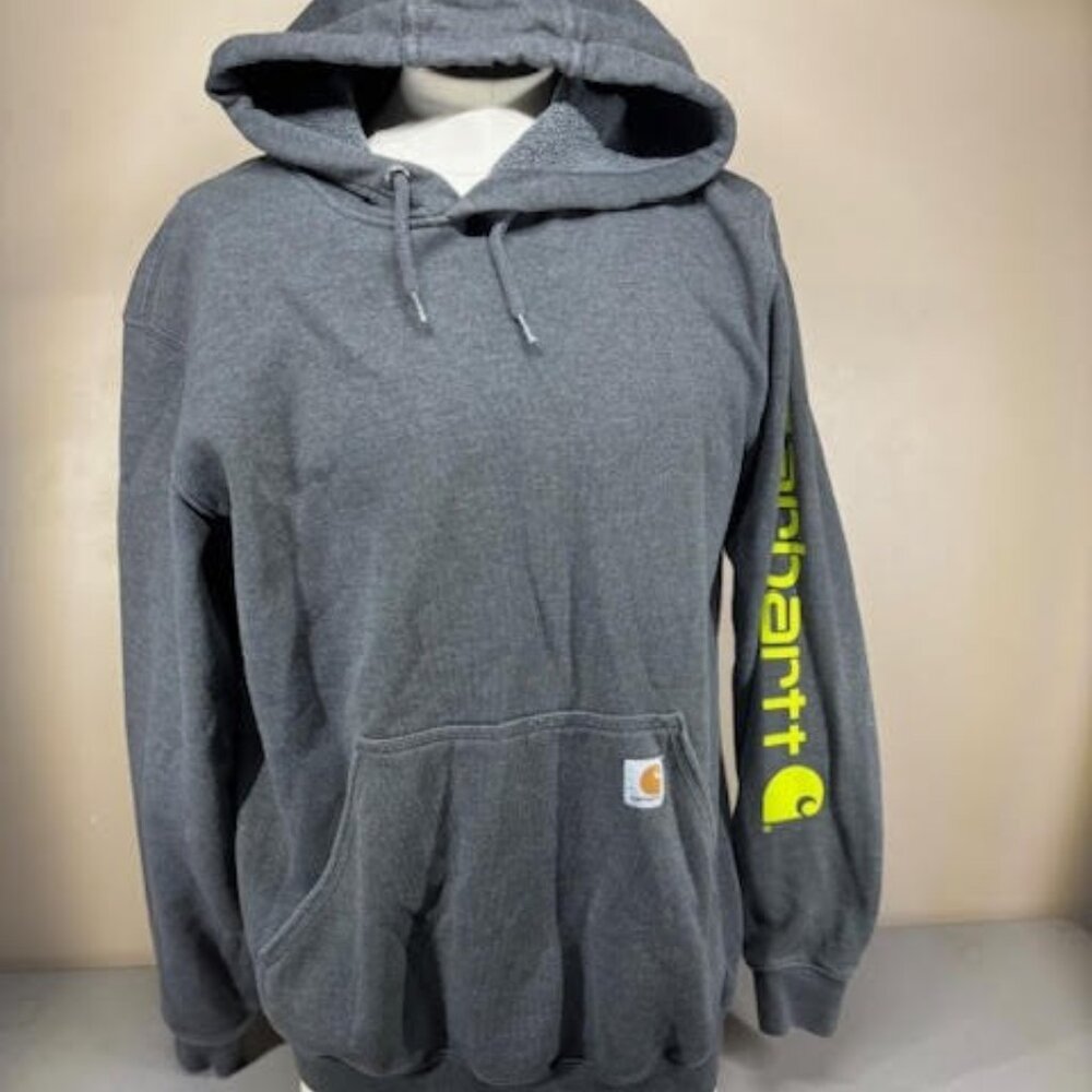 Carhartt Men’s MD Hoodie Sweatshirt Gray Green Logo Original Fit